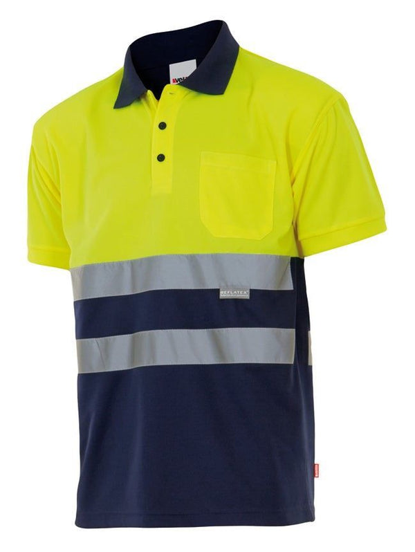 Polo Bicolor de Manga Curta de Alta Visibilidade-Sup Ama/Inf Mar-S-RAG-Tailors-Fardas-e-Uniformes-Vestuario-Pro