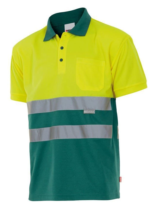 Polo Bicolor de Manga Curta de Alta Visibilidade-Sup Ama/Inf Ver-S-RAG-Tailors-Fardas-e-Uniformes-Vestuario-Pro
