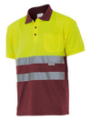 Polo Bicolor de Manga Curta de Alta Visibilidade-Sup Amarelo/Inf Grena-S-RAG-Tailors-Fardas-e-Uniformes-Vestuario-Pro