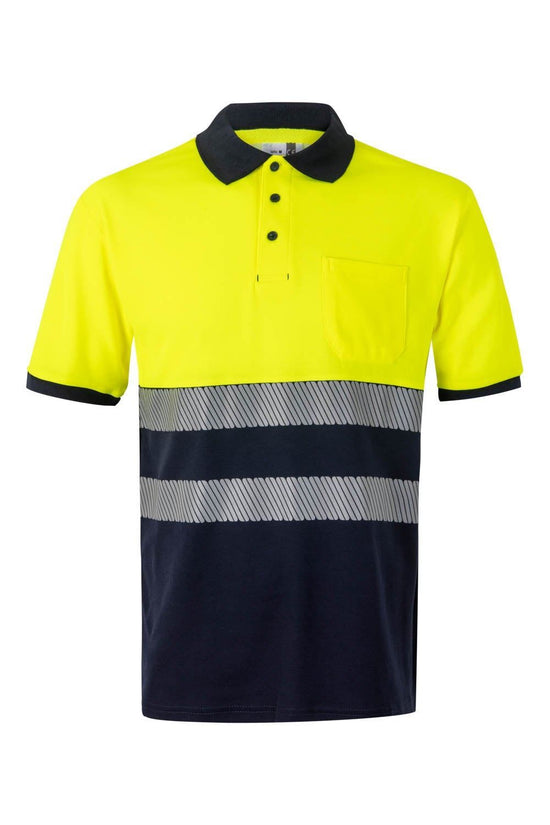 Polo Bicolor m\curta Alta Visibilidade-Amarelo/Marinho-S-RAG-Tailors-Fardas-e-Uniformes-Vestuario-Pro