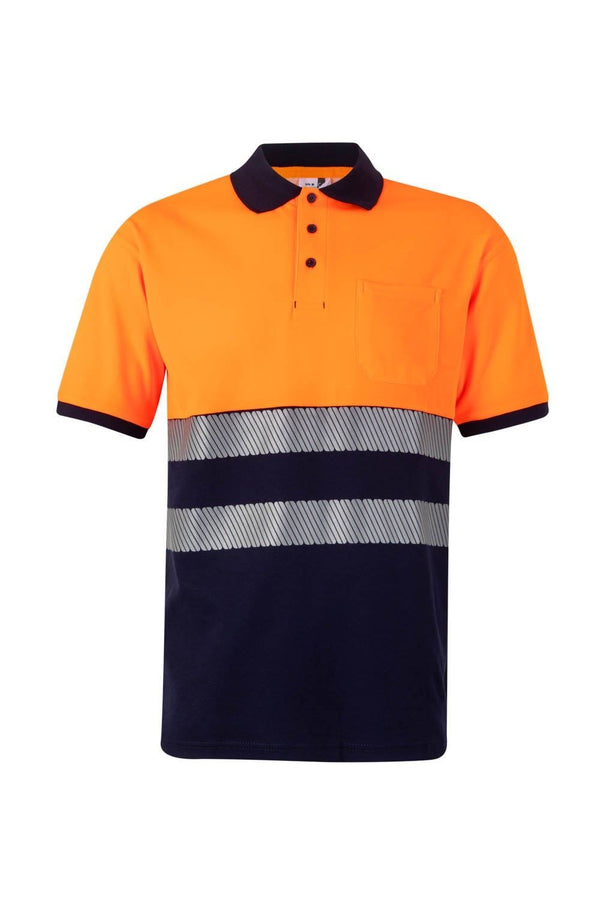 Polo Bicolor m\curta Alta Visibilidade-Laranja/Marinho-S-RAG-Tailors-Fardas-e-Uniformes-Vestuario-Pro