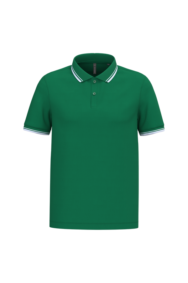 Polo Homem c\Friso as Riscas-Kelly Green / White-S-RAG-Tailors-Fardas-e-Uniformes-Vestuario-Pro