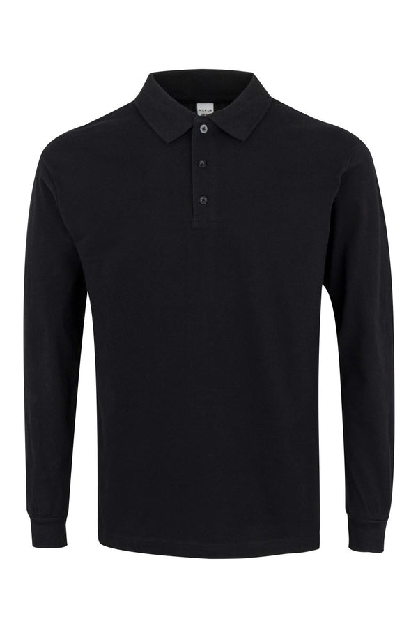 Polo M\Comprida Unisexo Almeria-Preto-S-RAG-Tailors-Fardas-e-Uniformes-Vestuario-Pro