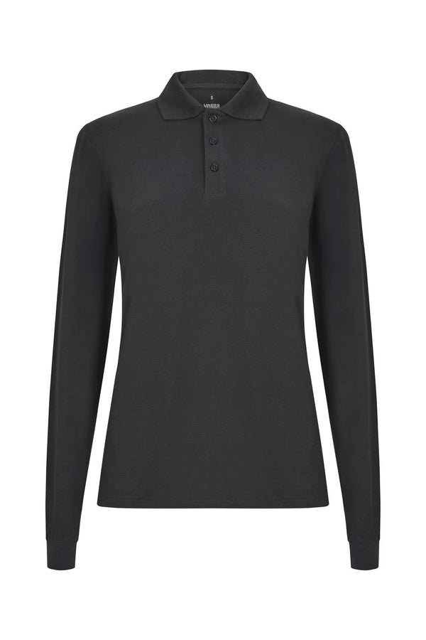 Polo OCS Stretch de Manga Comprida Mulher-Cinza Antracite - 90-XS-RAG-Tailors-Fardas-e-Uniformes-Vestuario-Pro