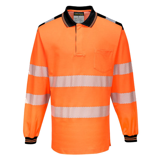 Polo PW3 Alta Visibilidade Manga Comprida-Laranja/Preto-S-RAG-Tailors-Fardas-e-Uniformes-Vestuario-Pro