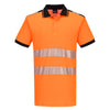 Polo PW3 de Algodão de Alta Visibilidade e Confortável Manga Curta-Laranja/preto-S-RAG-Tailors-Fardas-e-Uniformes-Vestuario-Pro
