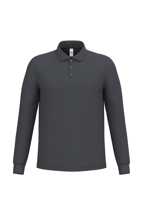 Polo Piqué Manga Comprida Homem-Cinzento Escuro Ideal-XS-RAG-Tailors-Fardas-e-Uniformes-Vestuario-Pro