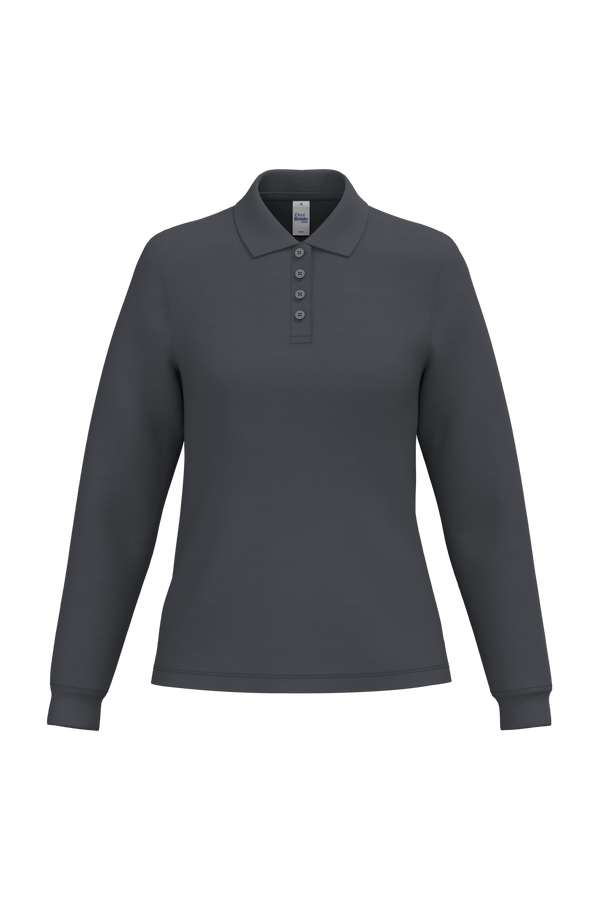 Polo Piqué Manga Comprida de Senhora-Cinzento Escuro Ideal-XS-RAG-Tailors-Fardas-e-Uniformes-Vestuario-Pro