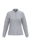Polo Piqué Manga Comprida de Senhora-Cinzento Oxford Ideal-XS-RAG-Tailors-Fardas-e-Uniformes-Vestuario-Pro