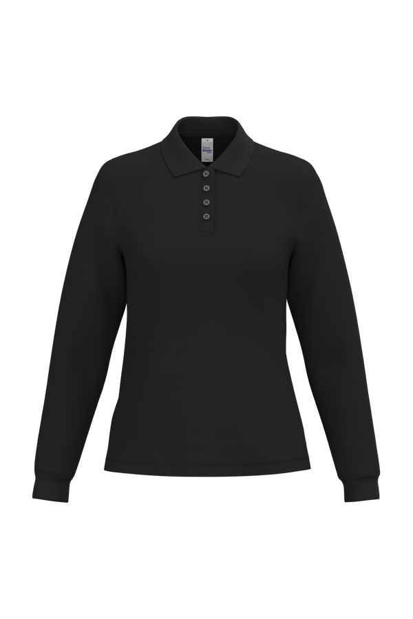 Polo Piqué Manga Comprida de Senhora-Preto Ideal-XS-RAG-Tailors-Fardas-e-Uniformes-Vestuario-Pro