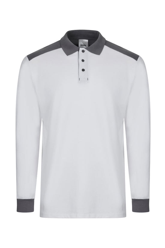 Polo Stretch Bicolor de Manga Comprida-Branco/cinza - 07/08-XS-RAG-Tailors-Fardas-e-Uniformes-Vestuario-Pro