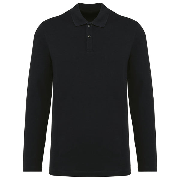 Polo Supima® de manga comprida de homem-Black-S-RAG-Tailors-Fardas-e-Uniformes-Vestuario-Pro