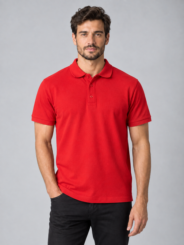 Polo Unisexo Almeria (1 de 2)-Red-S-RAG-Tailors-Fardas-e-Uniformes-Vestuario-Pro