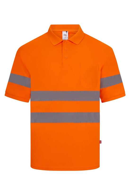 Polo de Alta Visibilidade de Manga Curta-Laranja Fluorescente - 19-S-RAG-Tailors-Fardas-e-Uniformes-Vestuario-Pro