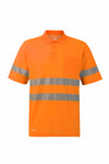 Polo de Alta Visibilidade em Algodão de Manga Curta com Faixas Segmentadas-Laranja Fluorescente - 19-S-RAG-Tailors-Fardas-e-Uniformes-Vestuario-Pro