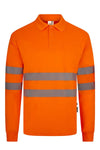 Polo de Alta Visibilidade em Poliéster Reciclado de Manga Comprida com Fitas Refletoras Segmentadas-Laranja Fluorescente - 19-XS-RAG-Tailors-Fardas-e-Uniformes-Vestuario-Pro