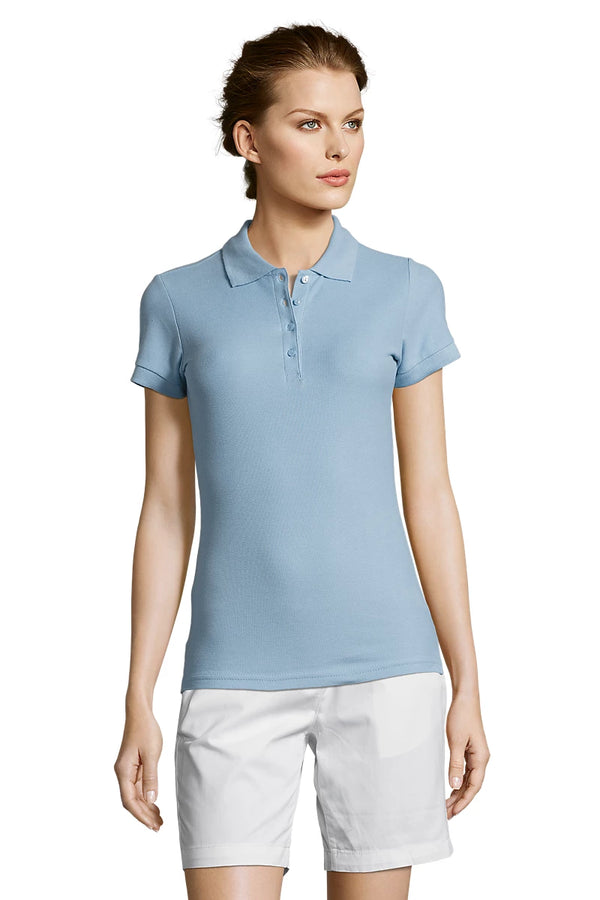 Polo de Senhora PEOPLE de Piqué 21 Ringspun-Azul Céu-S-RAG-Tailors-Fardas-e-Uniformes-Vestuario-Pro