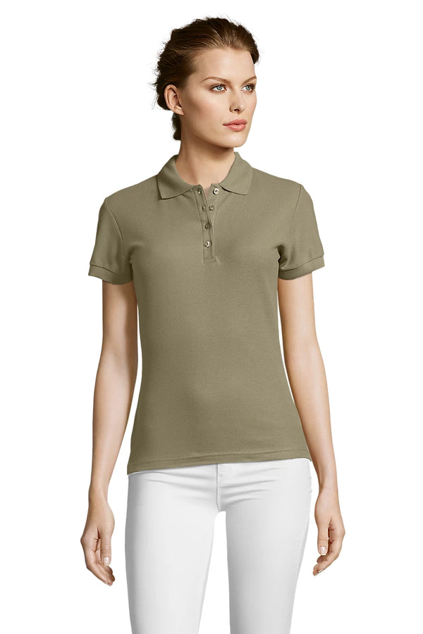 Polo de Senhora PEOPLE de Piqué 21 Ringspun-Caqui-S-RAG-Tailors-Fardas-e-Uniformes-Vestuario-Pro