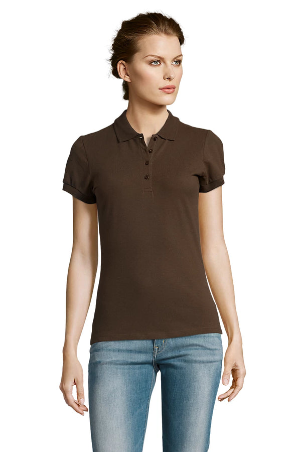 Polo de Senhora PEOPLE de Piqué 21 Ringspun-Chocolate-S-RAG-Tailors-Fardas-e-Uniformes-Vestuario-Pro