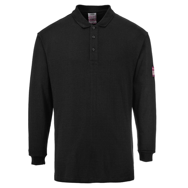 Polo de manga comprida Ignífugo e Anti-estático-Preto-4XL-RAG-Tailors-Fardas-e-Uniformes-Vestuario-Pro