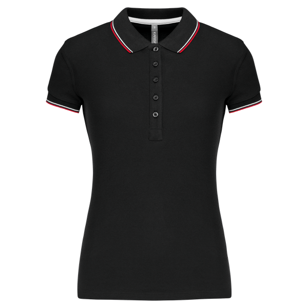 Polo de senhora manga curta-Black / Red / White-XS-RAG-Tailors-Fardas-e-Uniformes-Vestuario-Pro