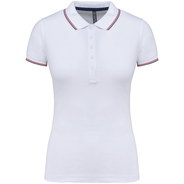 Polo de senhora manga curta-White / Navy / Red-XS-RAG-Tailors-Fardas-e-Uniformes-Vestuario-Pro