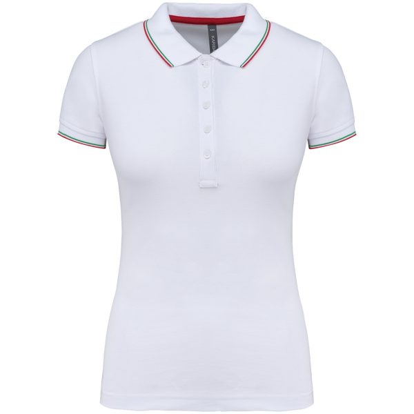 Polo de senhora manga curta-White / Red / Green-XS-RAG-Tailors-Fardas-e-Uniformes-Vestuario-Pro
