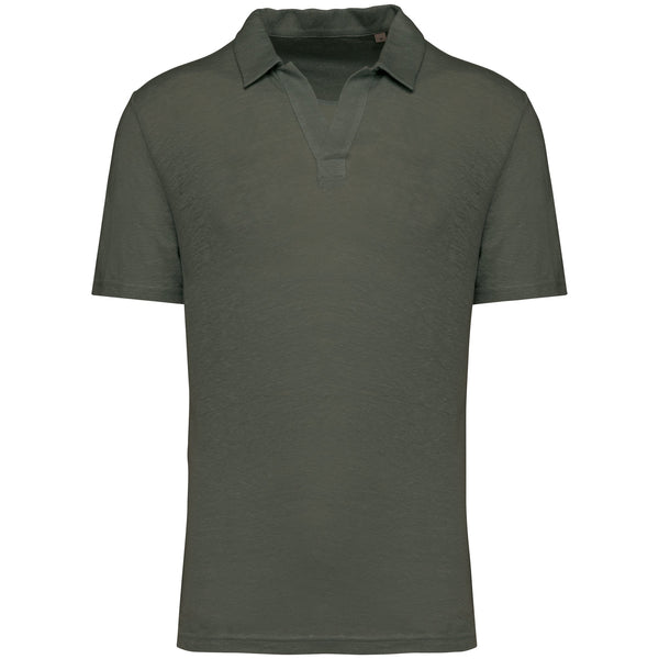 Polo em Linho Homem Denver-Organick Khaki-S-RAG-Tailors-Fardas-e-Uniformes-Vestuario-Pro