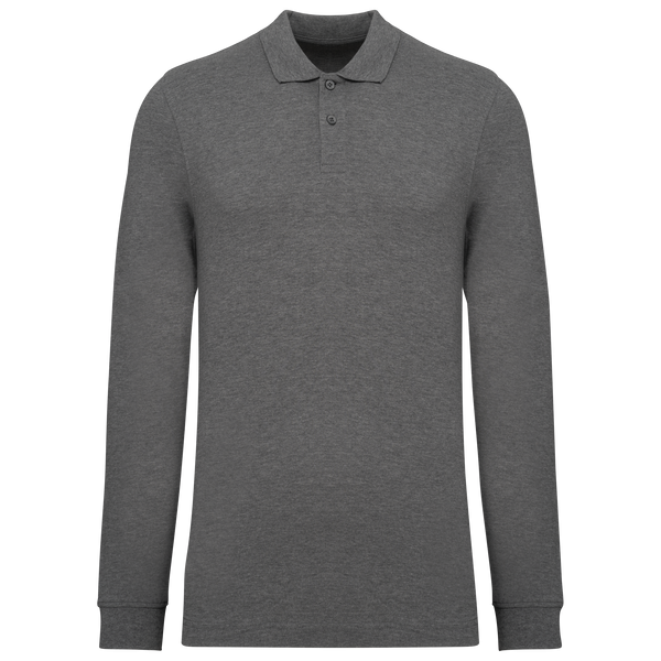 Polo em Malha Piqué Manga Comprida Homem-Cinzento Mesclado-XS-RAG-Tailors-Fardas-e-Uniformes-Vestuario-Pro