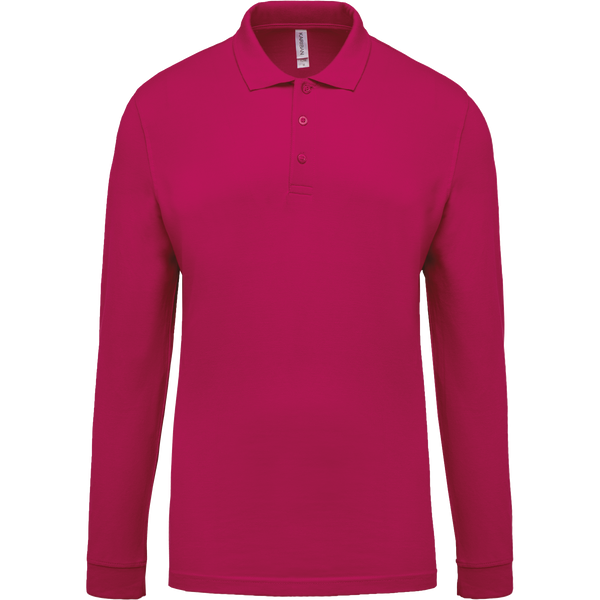 Polo piqué de manga comprida Homem-Fúcsia-L-RAG-Tailors-Fardas-e-Uniformes-Vestuario-Pro