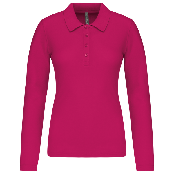 Polo piqué de manga comprida Senhora-Fúcsia-S-RAG-Tailors-Fardas-e-Uniformes-Vestuario-Pro