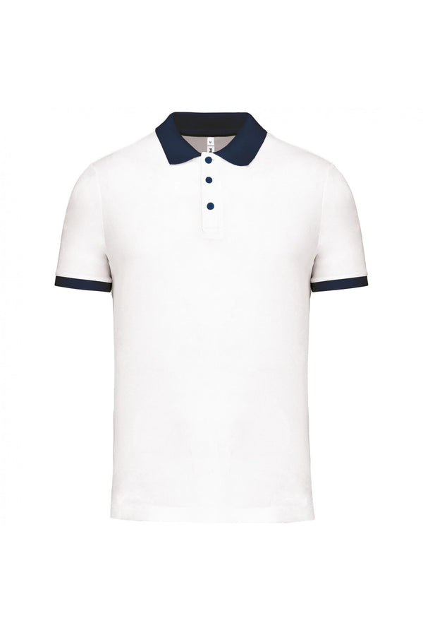 Polo piqué performance de homem-Branco / Sporty Azul Marinho-XS-RAG-Tailors-Fardas-e-Uniformes-Vestuario-Pro