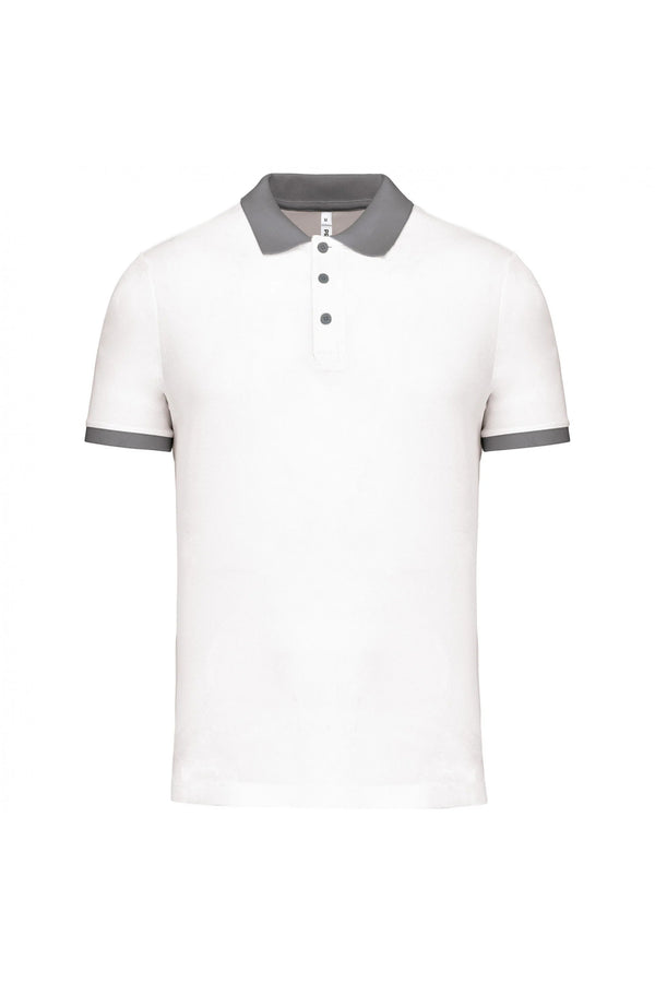 Polo piqué performance de homem-Branco / Sporty Grey-XS-RAG-Tailors-Fardas-e-Uniformes-Vestuario-Pro