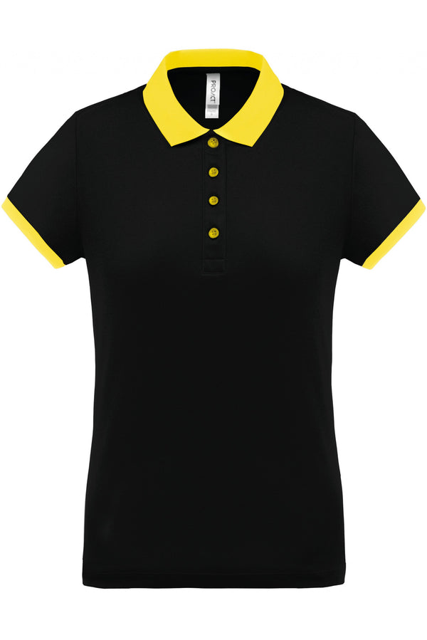 Polo piqué performance de senhora-Preto/Amarelo-XS-RAG-Tailors-Fardas-e-Uniformes-Vestuario-Pro
