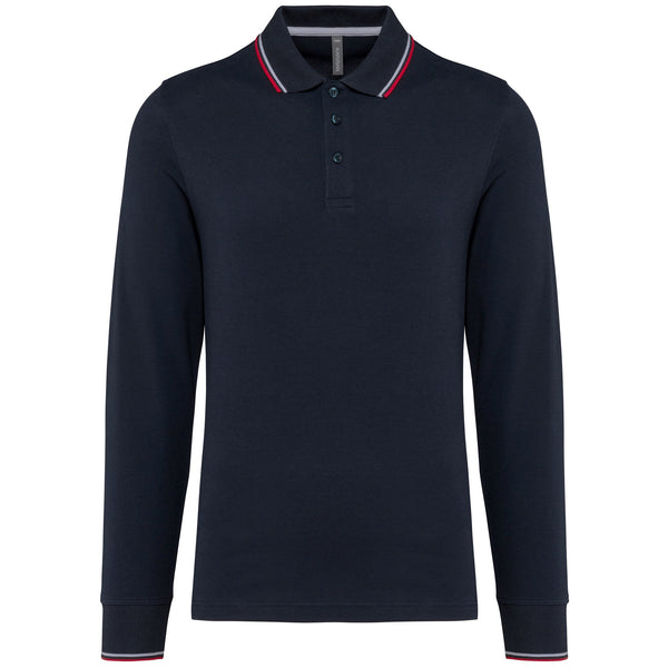 Polo rugby malha piqué de manga comprida de homem-Navy / Red / White-S-RAG-Tailors-Fardas-e-Uniformes-Vestuario-Pro