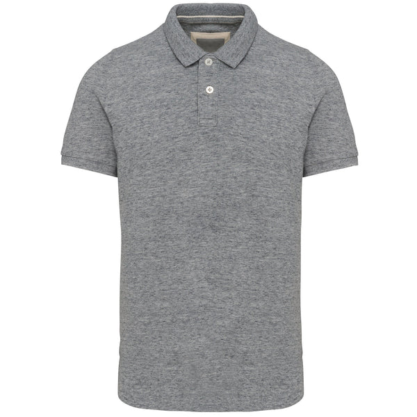 Polo vintage de homem de manga curta-Slub Grey Heather-S-RAG-Tailors-Fardas-e-Uniformes-Vestuario-Pro