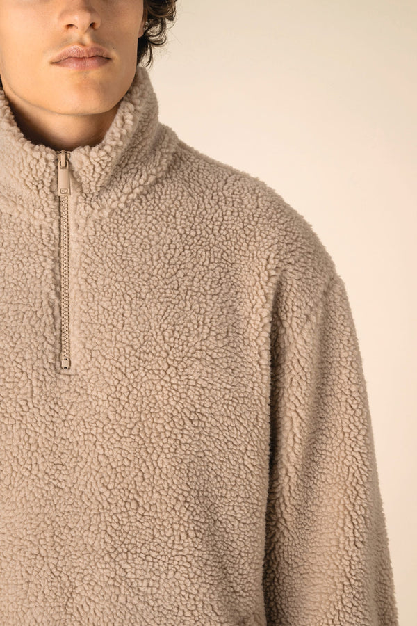 Sweatshirt Meio Fecho com Ombros Descaídos em Sherpa Unissexo-RAG-Tailors-Fardas-e-Uniformes-Vestuario-Pro