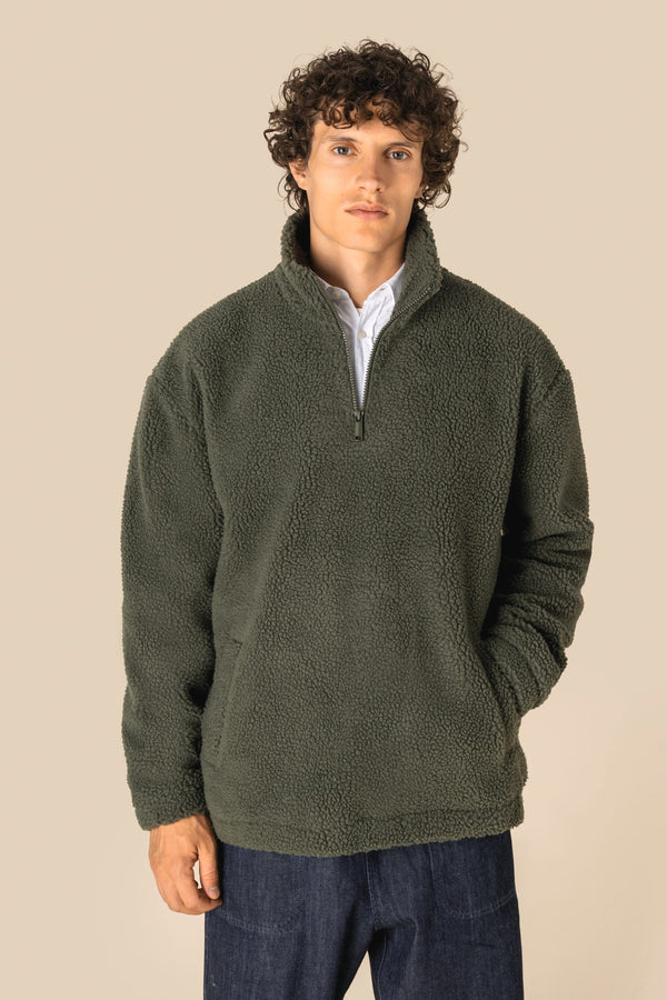 Sweatshirt Meio Fecho com Ombros Descaídos em Sherpa Unissexo-RAG-Tailors-Fardas-e-Uniformes-Vestuario-Pro