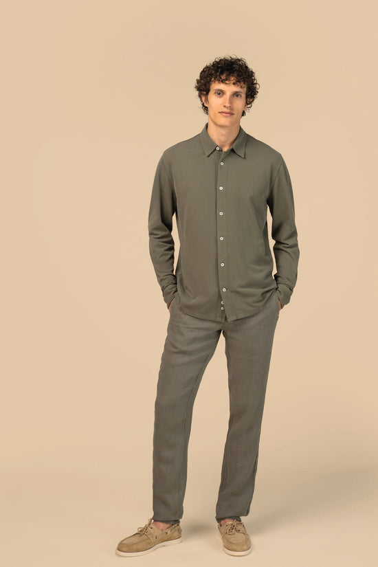 Camisa Eco-responsável Efeito Lavado Piqué Homem