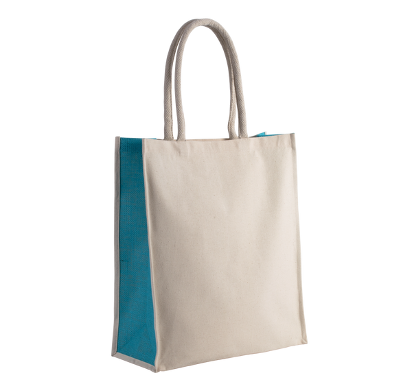 Saco de Compras em Algodão e Juta 23L-Natural / Turquesa-Único-RAG-Tailors-Fardas-e-Uniformes-Vestuario-Pro