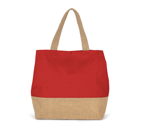 Saco de Compras em Algodão e Juta-Vermelho Arando / Natural-Único-RAG-Tailors-Fardas-e-Uniformes-Vestuario-Pro