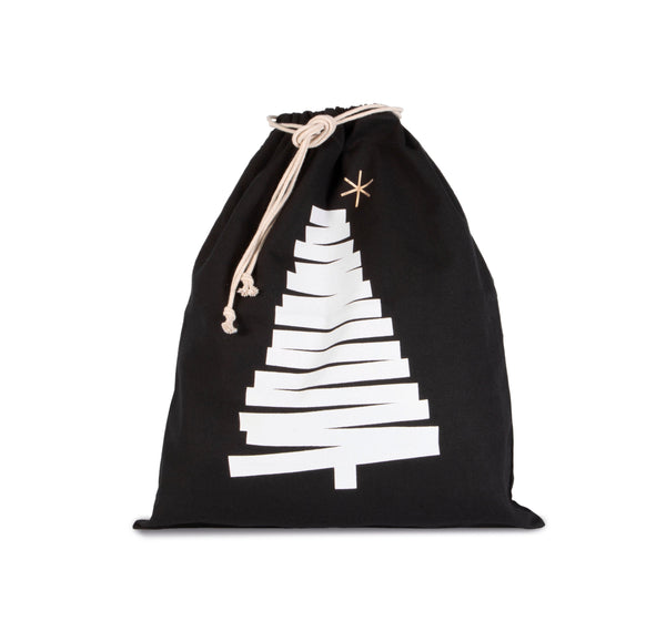 Saco de algodão com cordão, motivo árvore de Natal.-Black-One Size-RAG-Tailors-Fardas-e-Uniformes-Vestuario-Pro