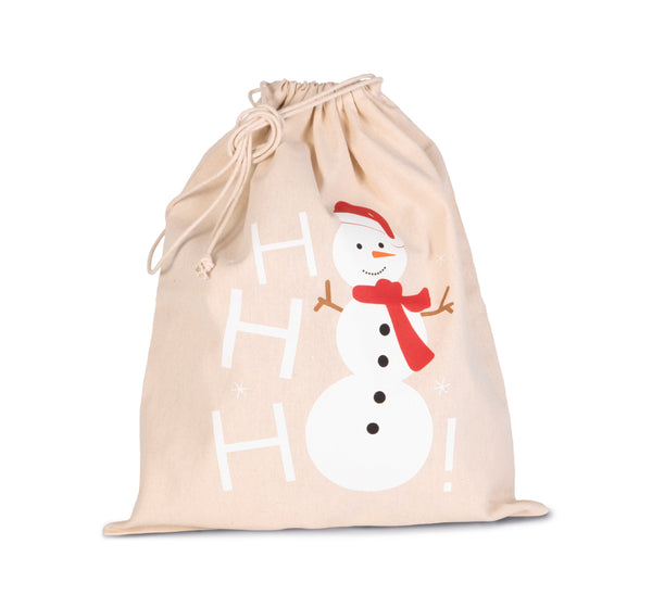 Saco de algodão com cordão, motivo boneco de neve-Natural-Único-RAG-Tailors-Fardas-e-Uniformes-Vestuario-Pro