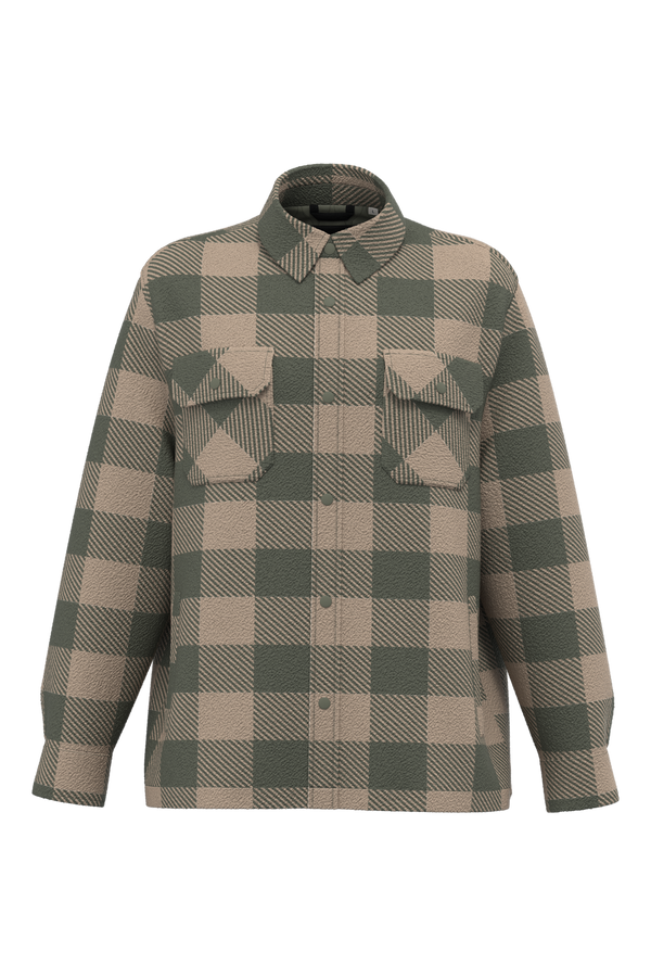 Sobrecamisa aos quadrados acolchoada eco-responsável de homem-Wet Sand / Organic Khaki Checked-S-RAG-Tailors-Fardas-e-Uniformes-Vestuario-Pro
