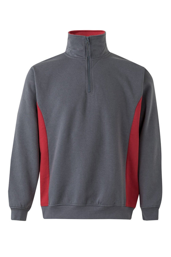 SweatShirt Bicolor c\meio fecho-Cinza/Verm-XS-RAG-Tailors-Fardas-e-Uniformes-Vestuario-Pro