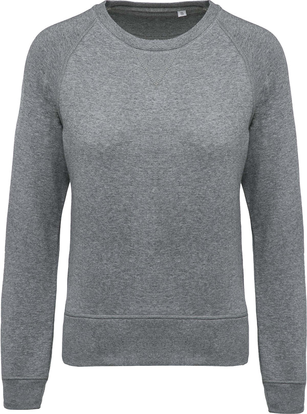 Sweatshirt BIO de senhora com decote redondo e mangas raglan-Grey Heather-XS-RAG-Tailors-Fardas-e-Uniformes-Vestuario-Pro
