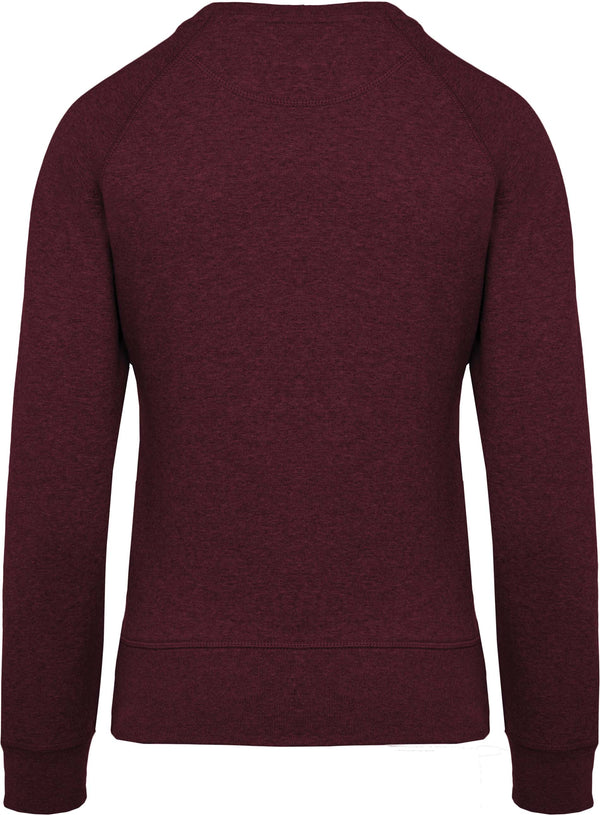 Sweatshirt BIO de senhora com decote redondo e mangas raglan-Wine Heather-XS-RAG-Tailors-Fardas-e-Uniformes-Vestuario-Pro
