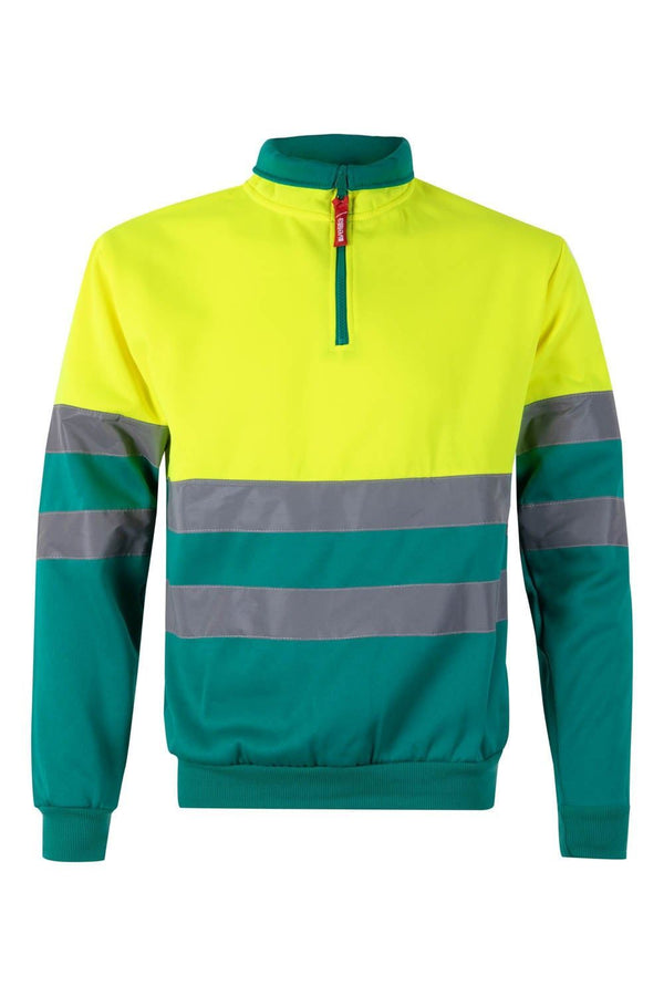Sweatshirt Bicolor com Fecho-Ecler de Alta Visibilidade-Amarelo/Verde-S-RAG-Tailors-Fardas-e-Uniformes-Vestuario-Pro
