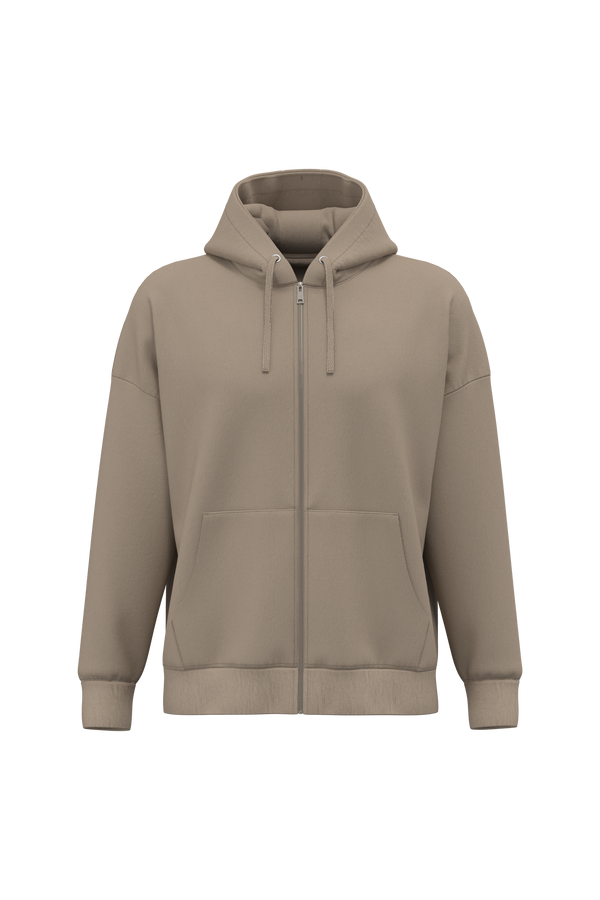 Sweatshirt Eco-responsável com Fecho e Capuz Oversize Unissexo-Areia Molhada-XS-RAG-Tailors-Fardas-e-Uniformes-Vestuario-Pro