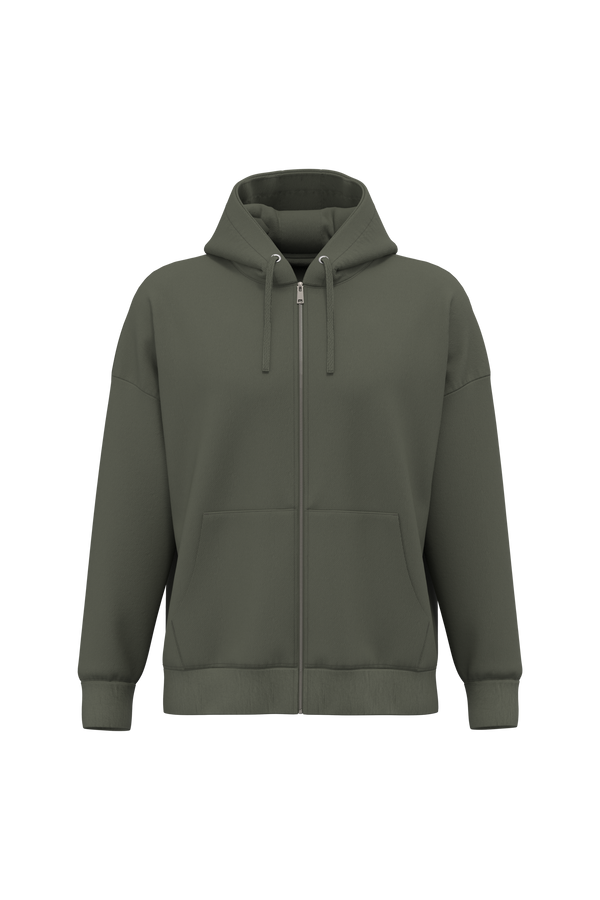 Sweatshirt Eco-responsável com Fecho e Capuz Oversize Unissexo-Caqui Orgânico-XS-RAG-Tailors-Fardas-e-Uniformes-Vestuario-Pro